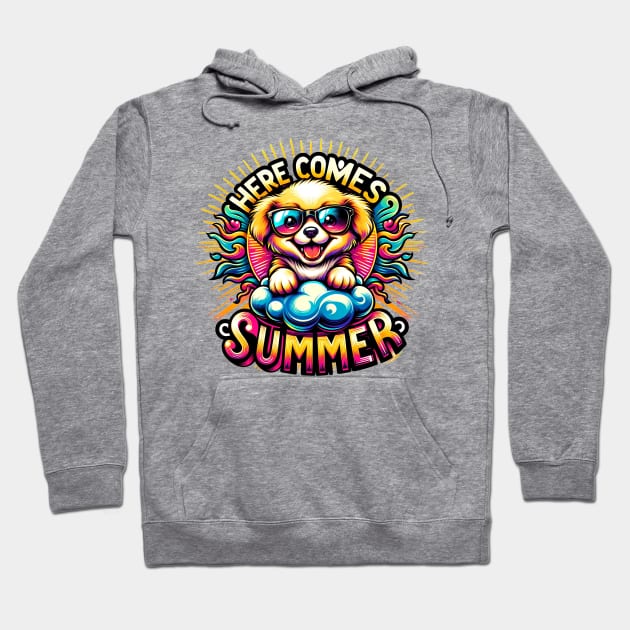 "Sunny Pup Delight: Summer Joy Unleashed" Hoodie by WEARWORLD